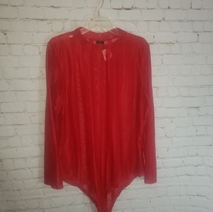 Red long sleeved bodysuit